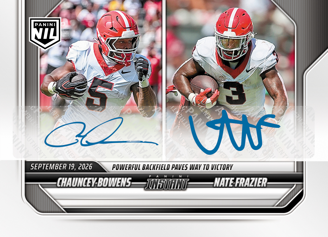 Detailed Image of Chauncey Bowens/Nate Frazier - 2026 Panini Instant NIL College Football #3-UGA - Base /49 Auto
