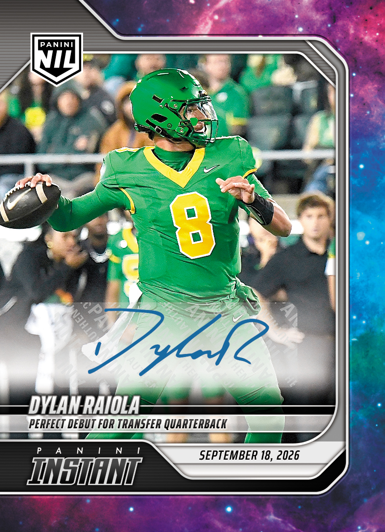 Detailed Image of Dylan Raiola - 2026 Panini Instant NIL College Football #3-DRI - Galaxy 1/1 Auto