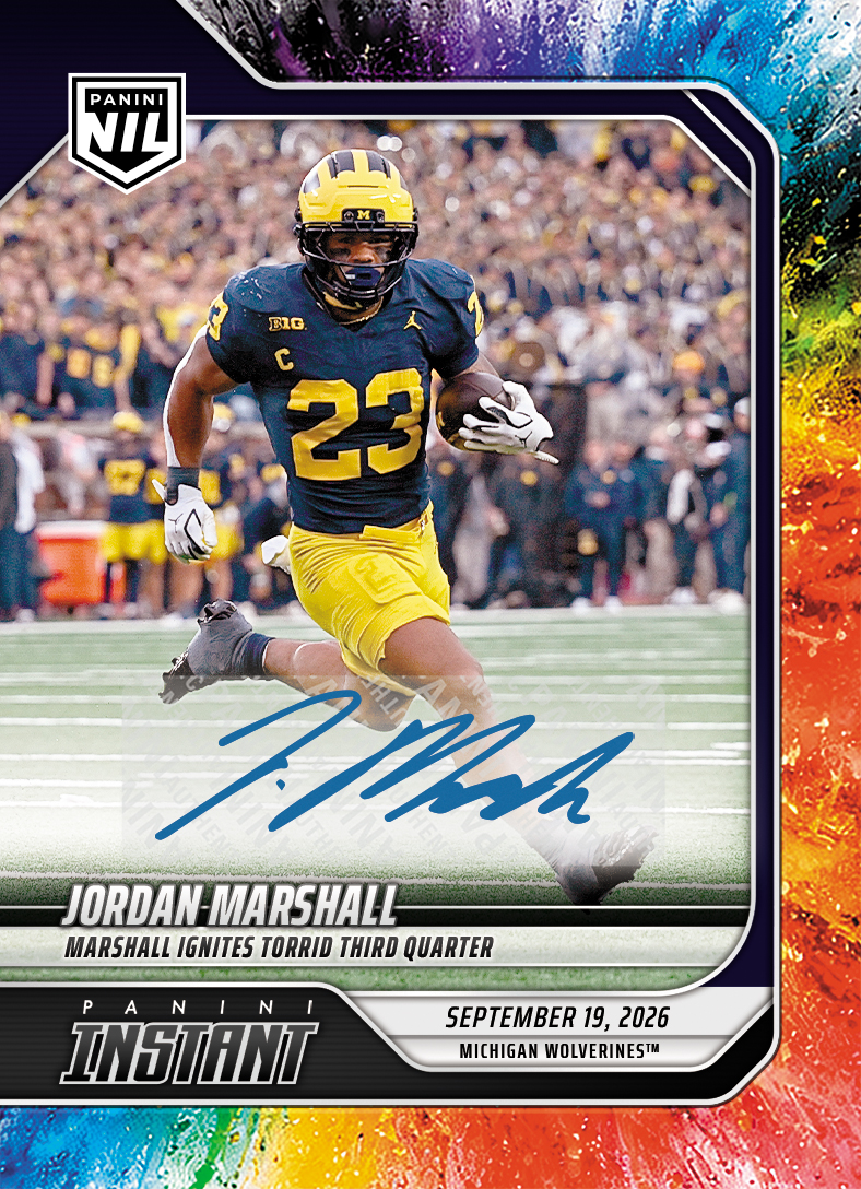 Detailed Image of Jordan Marshall - 2026 Panini Instant NIL College Football #3-JMA - Color Blast /10 Auto