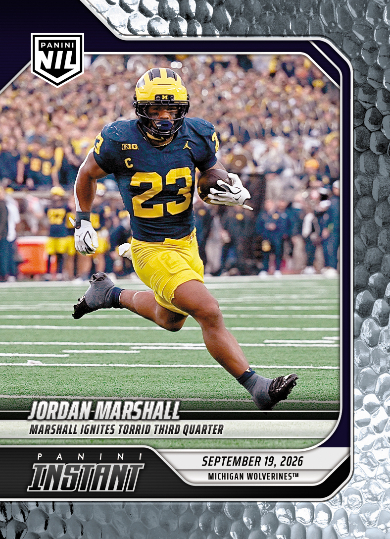 Detailed Image of Jordan Marshall - 2026 Panini Instant NIL College Football #3-JMA - Metallic /5