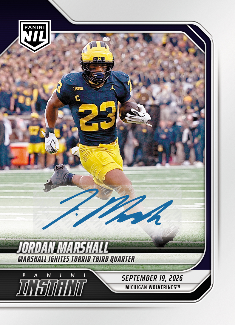 Detailed Image of Jordan Marshall - 2026 Panini Instant NIL College Football #3-JMA - Base /49 Auto