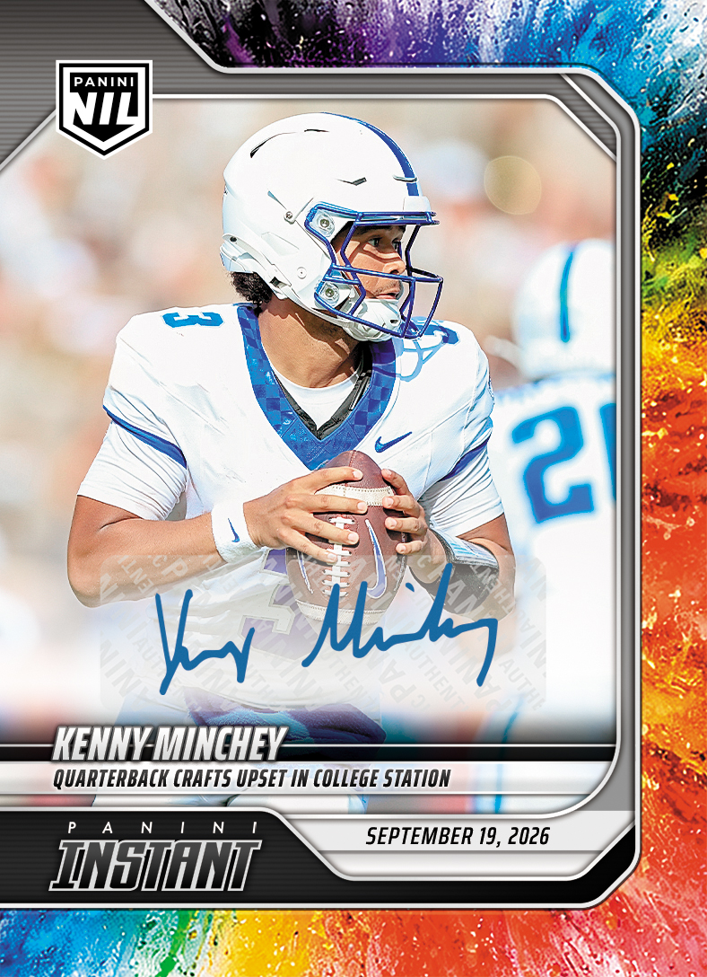 Detailed Image of Kenny Minchey - 2026 Panini Instant NIL College Football #3-KMI - Color Blast /10 Auto