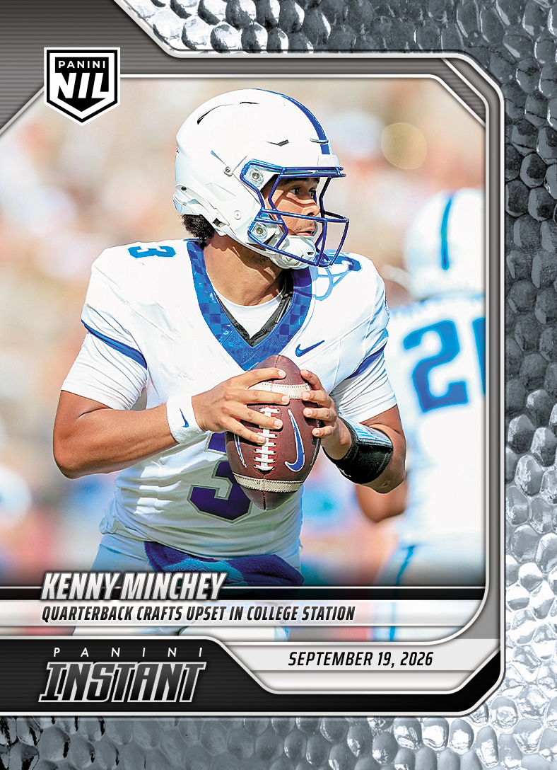 Detailed Image of Kenny Minchey - 2026 Panini Instant NIL College Football #3-KMI - Metallic /5