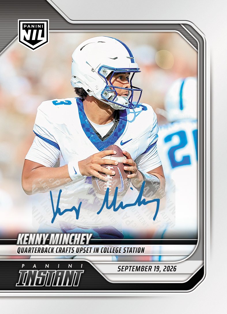 Detailed Image of Kenny Minchey - 2026 Panini Instant NIL College Football #3-KMI - Base /99 Auto