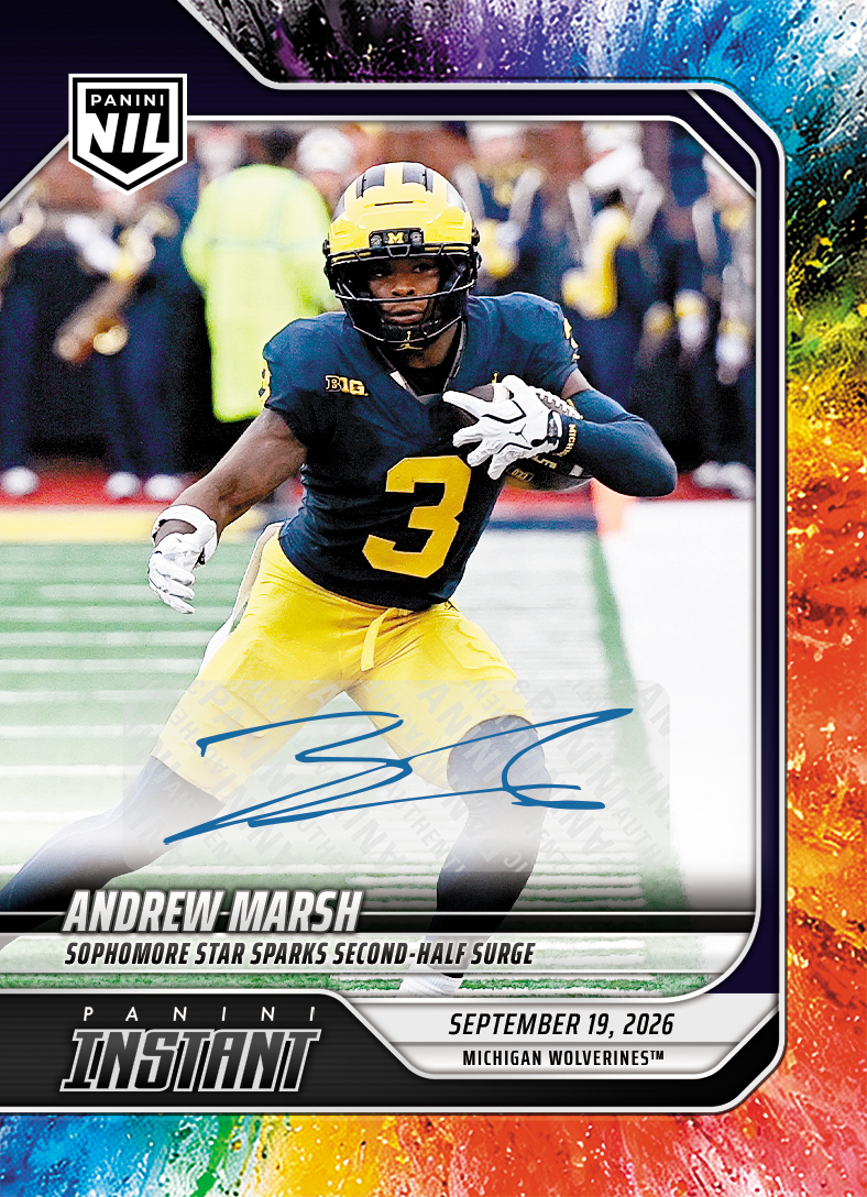 Detailed Image of Andrew Marsh - 2026 Panini Instant NIL College Football #3-AMA - Color Blast /10 Auto