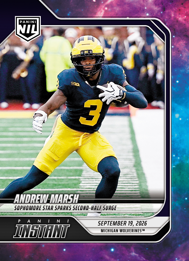 Detailed Image of Andrew Marsh - 2026 Panini Instant NIL College Football #3-AMA - Galaxy 1/1
