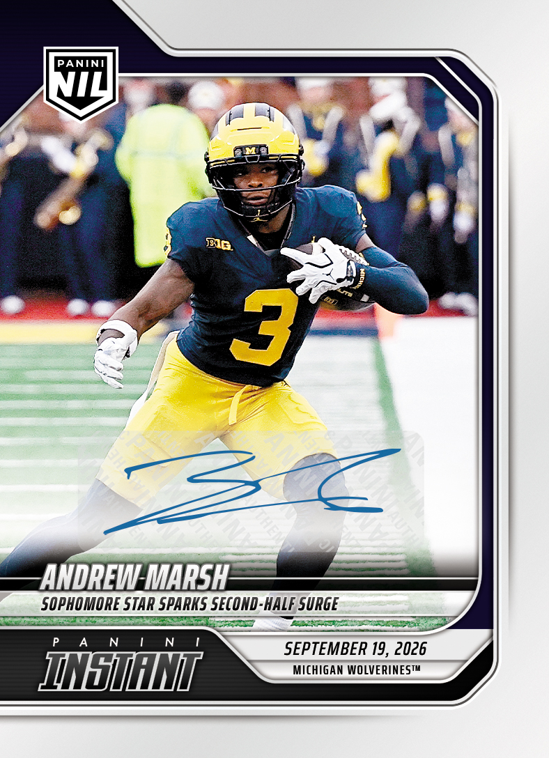 Detailed Image of Andrew Marsh - 2026 Panini Instant NIL College Football #3-AMA - Base /49 Auto