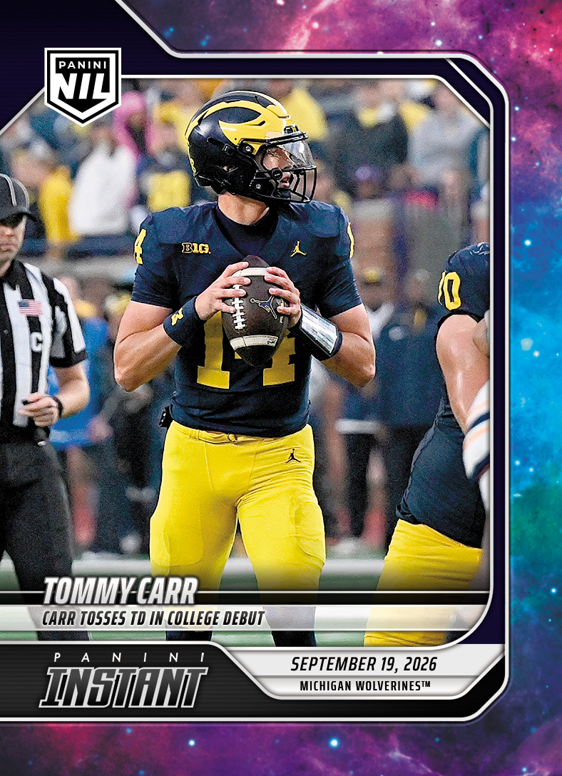 Detailed Image of Tommy Carr - 2026 Panini NIL College Football #3-TCR - Galaxy 1/1