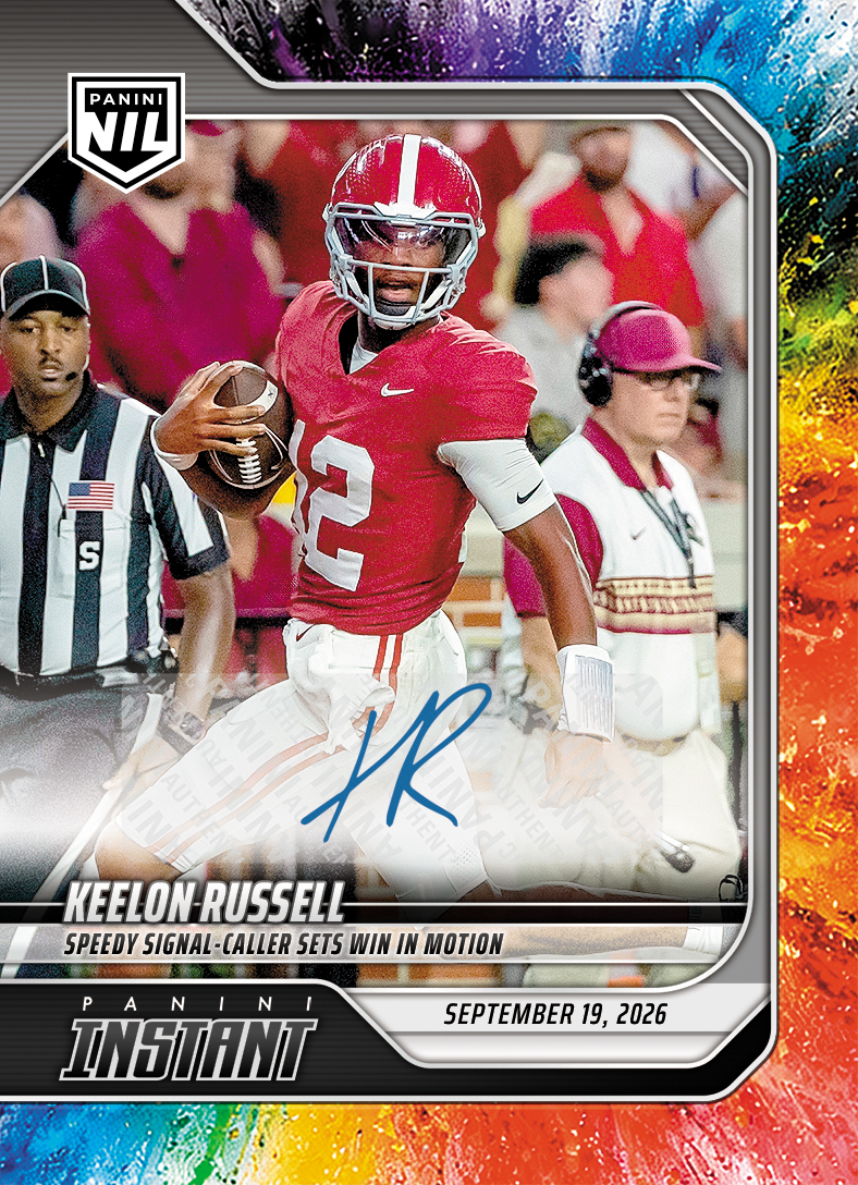 Detailed Image of Keelon Russell - 2026 Panini Instant NIL College Football #3-KRU - Color Blast /10 Auto