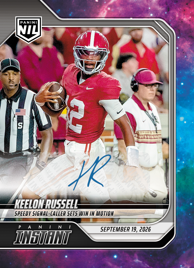 Detailed Image of Keelon Russell - 2026 Panini Instant NIL College Football #3-KRU - Galaxy 1/1 Auto