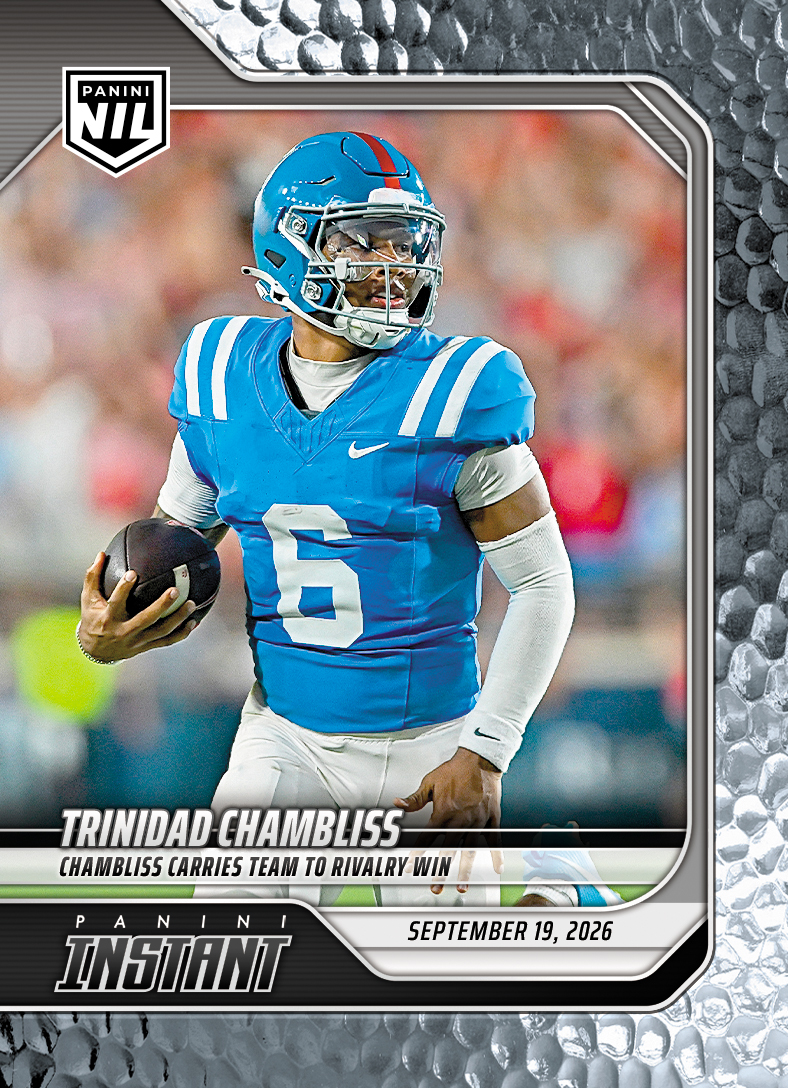 Detailed Image of Trinidad Chambliss - 2026 Panini Instant NIL College Football #3-TCH - Metallic /5