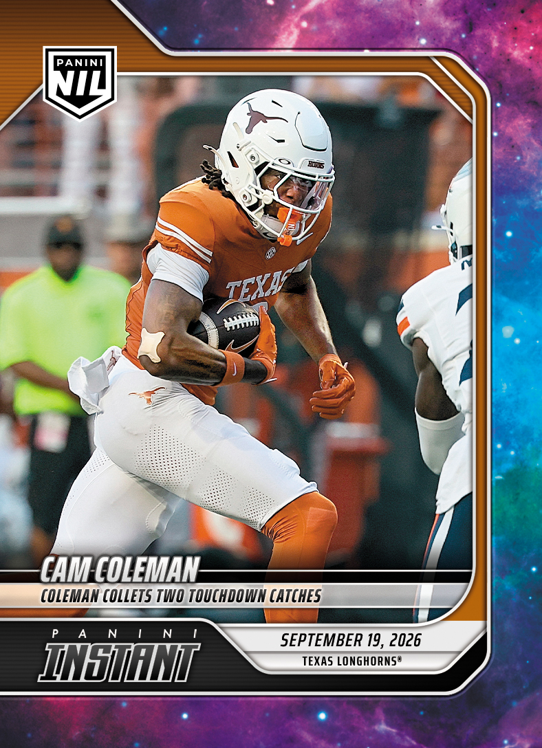 Detailed Image of Cam Coleman - 2026 Panini Instant NIL College Football #3-CCO - Galaxy 1/1