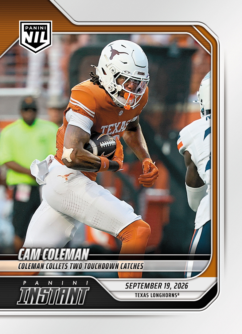Detailed Image of Cam Coleman - 2026 Panini Instant NIL College Football #3-CCO - Base Card 10-pack