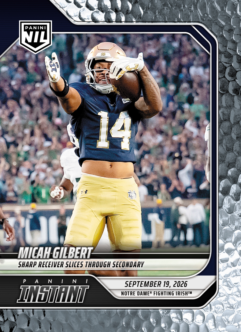 Detailed Image of Micah Gilbert - 2026 Panini NIL College Football #3-MGI - Metallic /5