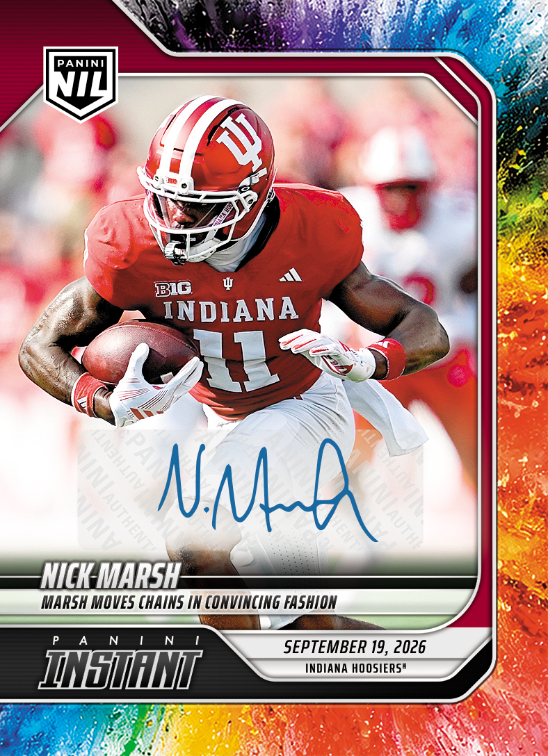 Detailed Image of Nick Marsh - 2026 Panini Instant NIL College Football #3-NMA - Color Blast /10 Auto