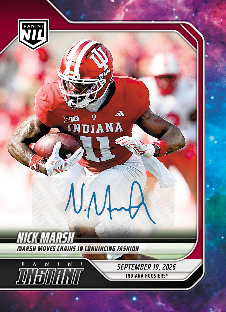 Detailed Image of Nick Marsh - 2026 Panini Instant NIL College Football #3-NMA - Galaxy 1/1 Auto