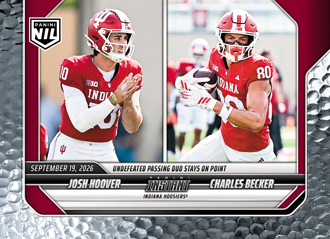Detailed Image of Josh Hoover/Charles Becker - 2026 Panini Instant NIL College Football #3-IND - Metallic /5
