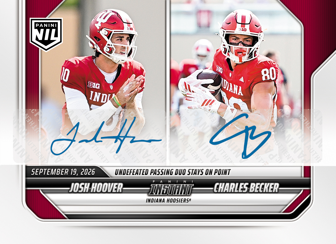 Detailed Image of Josh Hoover/Charles Becker - 2026 Panini Instant NIL College Football #3-IND - Base /25 Auto