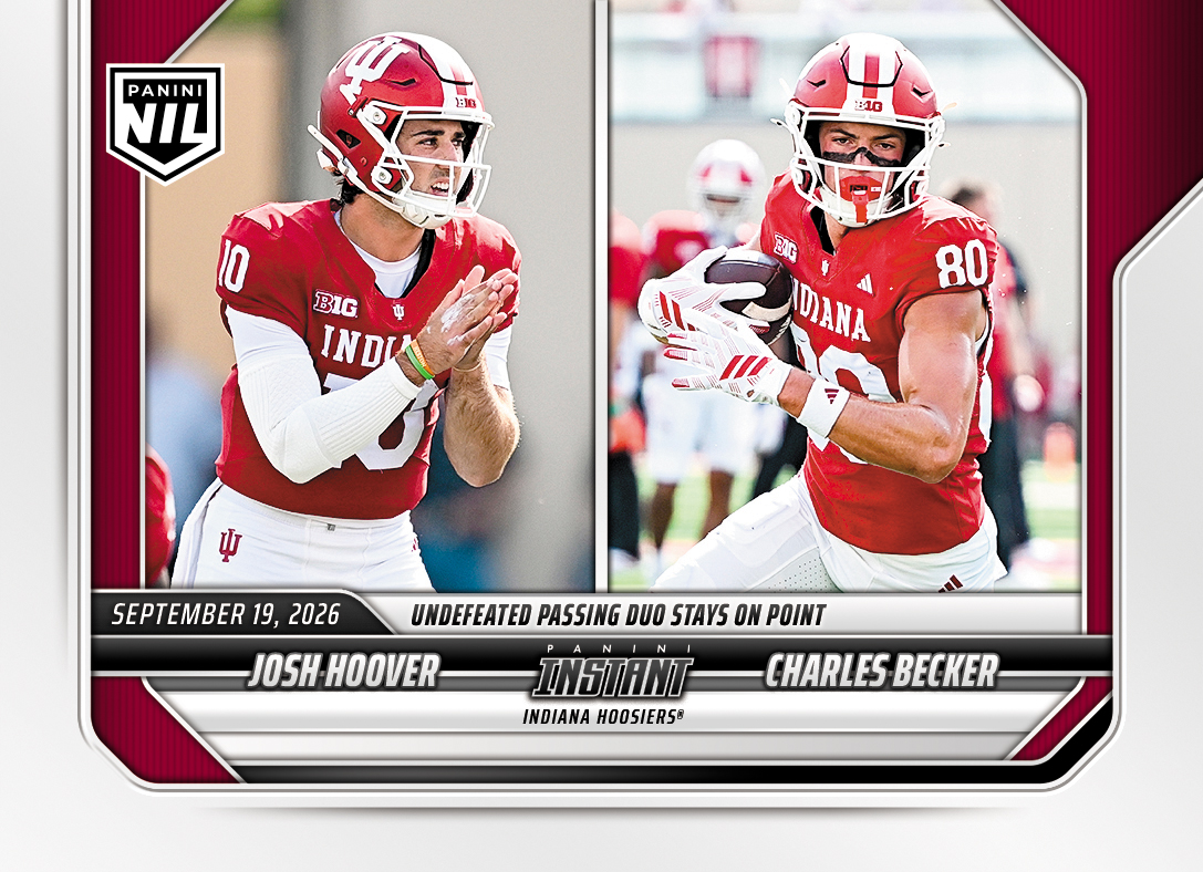 Detailed Image of Josh Hoover/Charles Becker - 2026 Panini Instant NIL College Football #3-IND - Base Card 25-pack