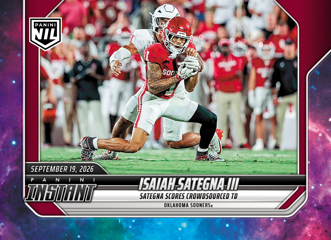 Detailed Image of Isaiah Sategna III - 2026 Panini Instant NIL College Football #3-ISA - Galaxy 1/1