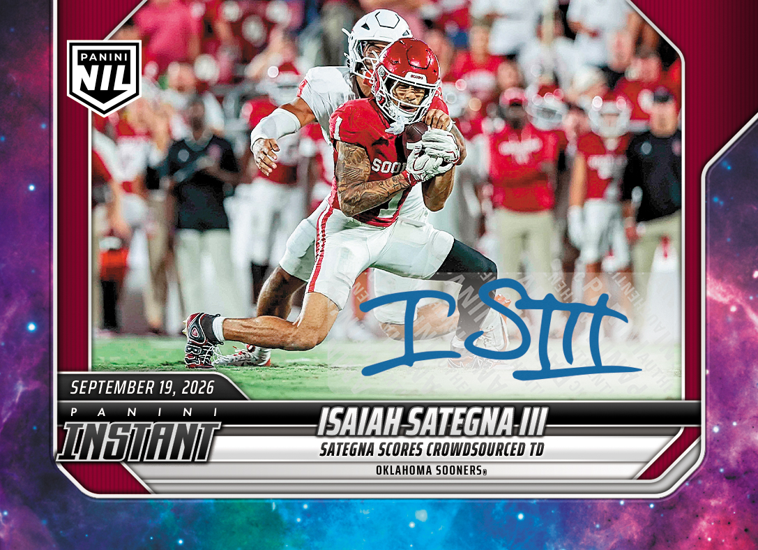 Detailed Image of Isaiah Sategna III - 2026 Panini Instant NIL College Football #3-ISA - Galaxy 1/1 Auto