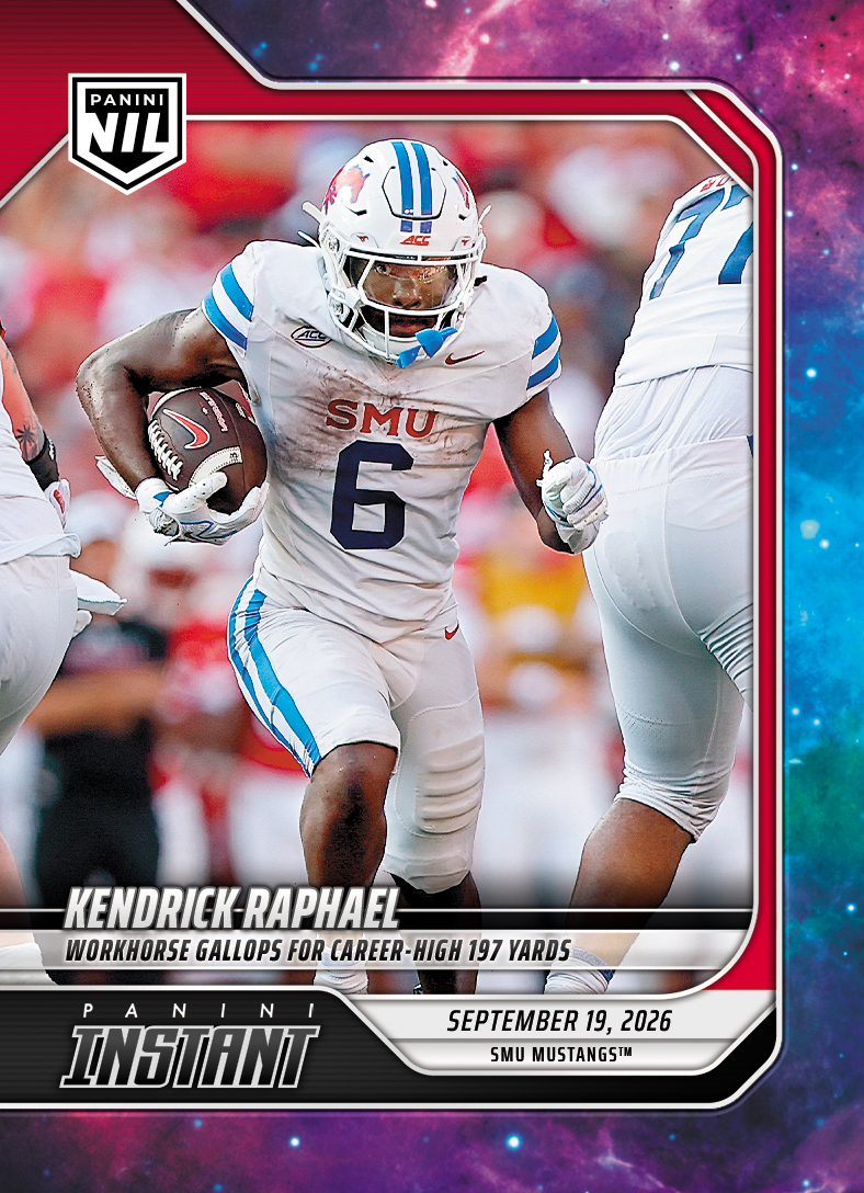 Detailed Image of Kendrick Raphael - 2026 Panini Instant NIL College Football #3-KRA - Galaxy 1/1