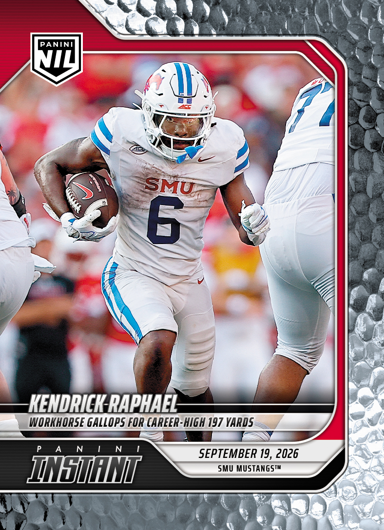 Detailed Image of Kendrick Raphael - 2026 Panini Instant NIL College Football #3-KRA - Metallic /5