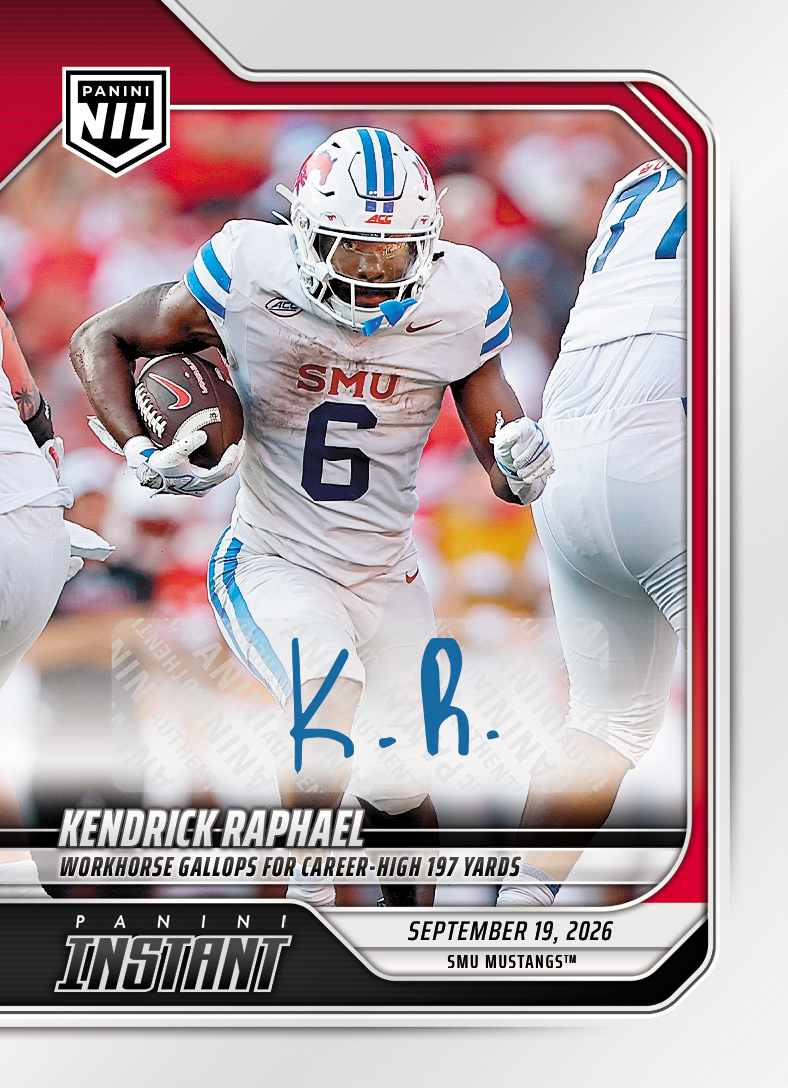 Detailed Image of Kendrick Raphael - 2026 Panini Instant NIL College Football #3-KRA - Base /99 Auto