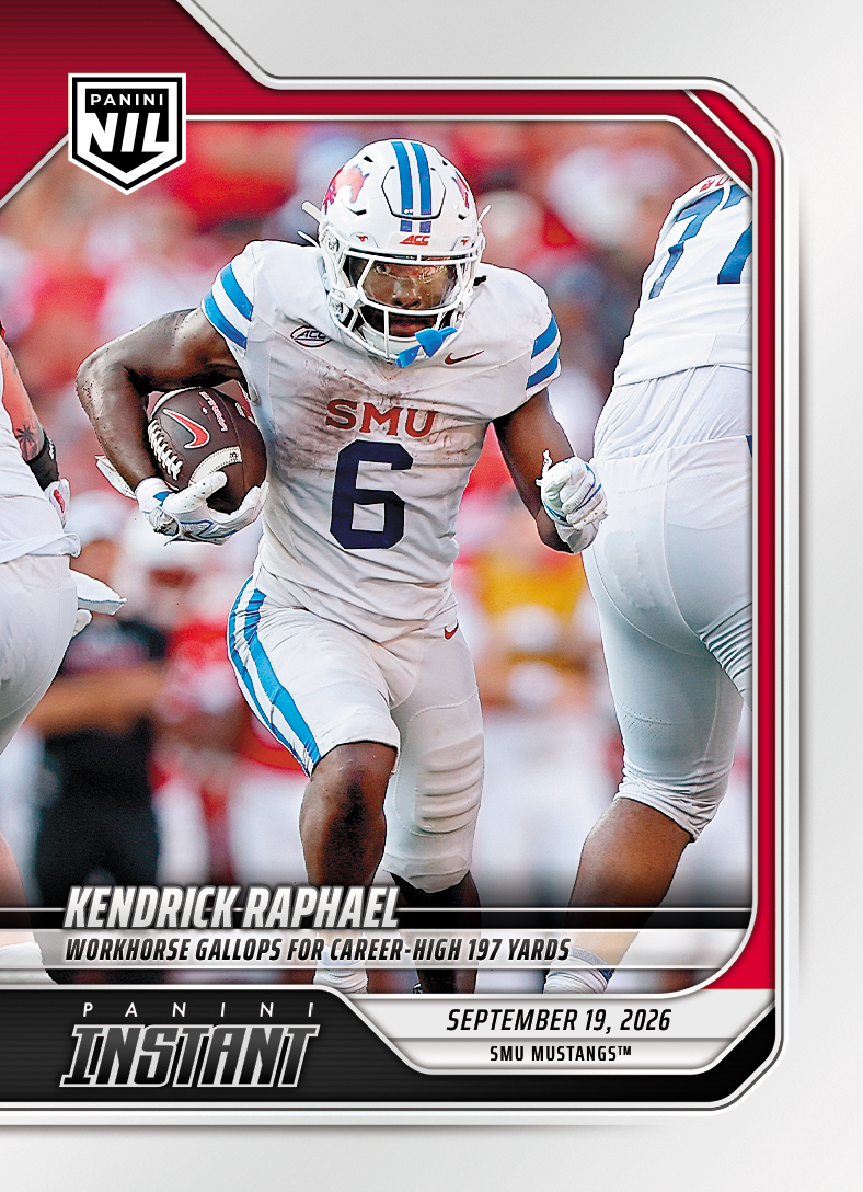 Detailed Image of Kendrick Raphael - 2026 Panini Instant NIL College Football #3-KRA - Base Card 10-pack