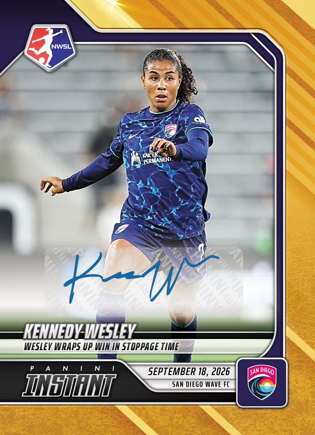 Product thumbnail image 3 of Kennedy Wesley - 2026 Panini Instant NWSL #176 - Gold /10 Auto