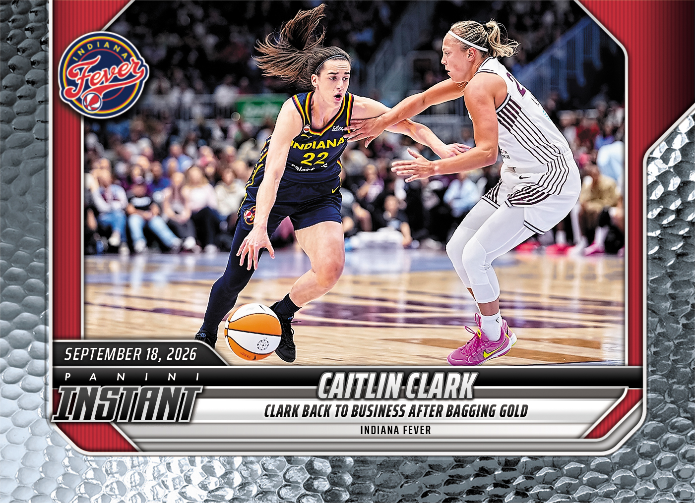 Detailed Image of Caitlin Clark - 2026 Panini Instant WNBA #358 - Metallic /5