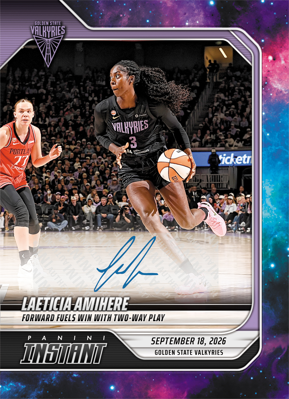 Detailed Image of Laeticia Amihere - 2026 Panini Instant WNBA #359 - Galaxy 1/1 Auto