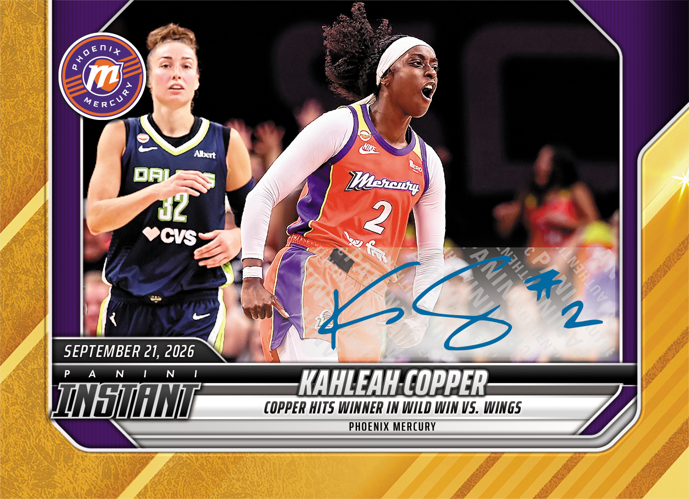 Detailed Image of Kahleah Copper - 2026 Panini Instant WNBA #364 - Gold /10 Auto