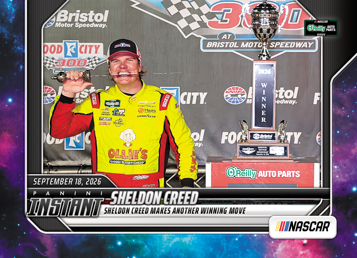 Detailed Image of Sheldon Creed - 2026 Panini Instant NASCAR #83 - Galaxy 1/1
