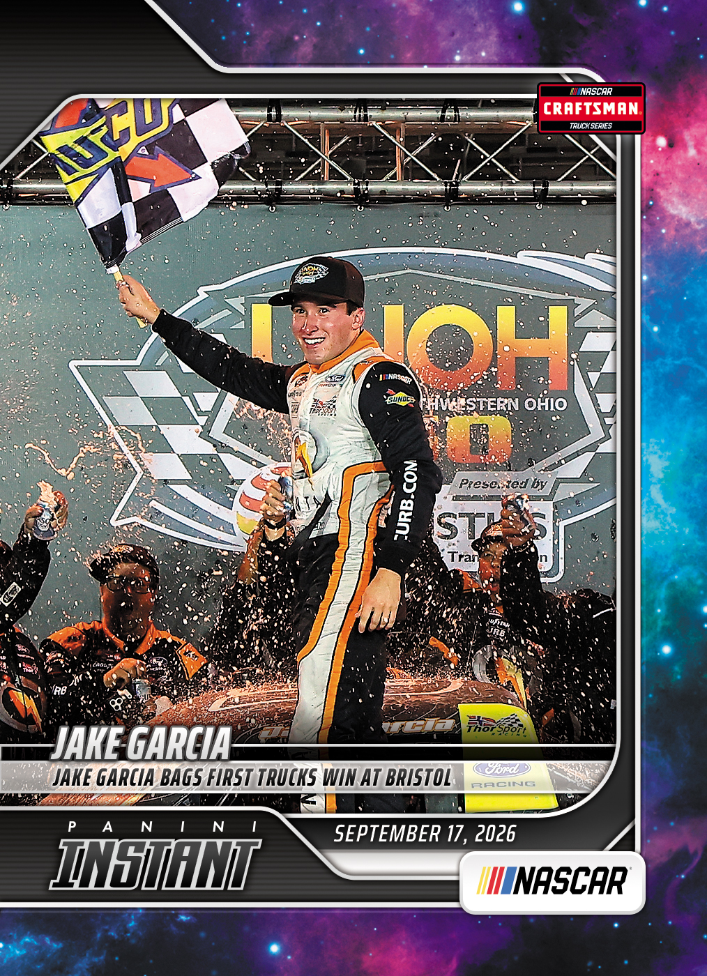 Detailed Image of Jake Garcia - 2026 Panini Instant NASCAR #85 - Galaxy 1/1
