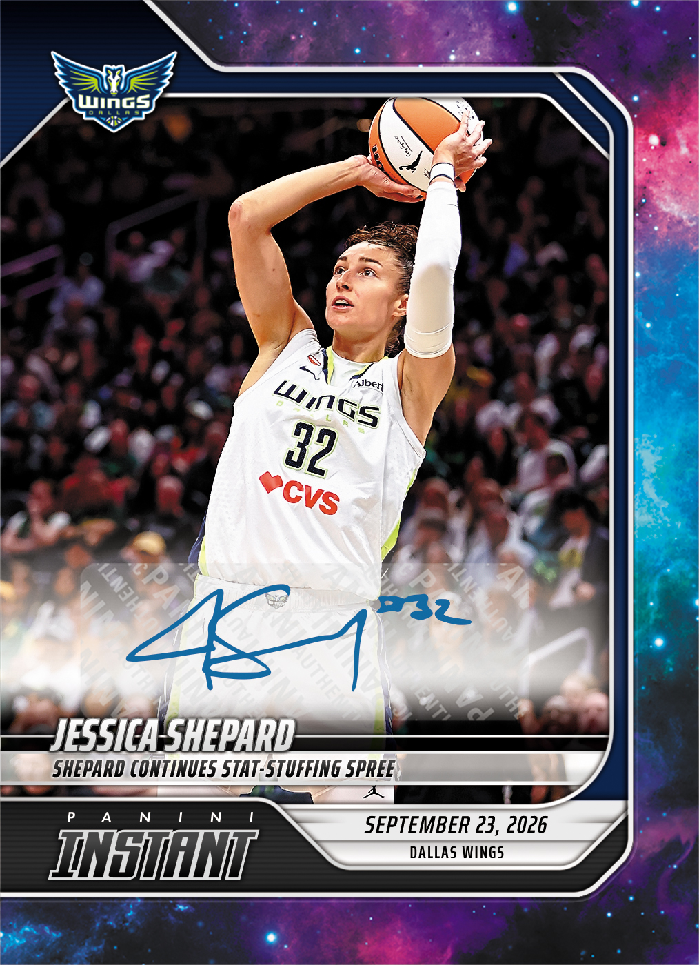 Detailed Image of Jessica Shepard - 2026 Panini Instant WNBA #369 - Galaxy 1/1 Auto