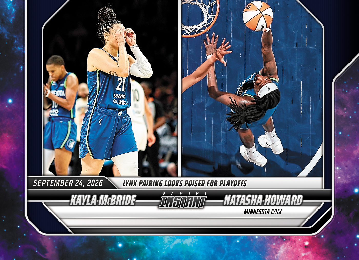 Detailed Image of Kayla McBride/Natasha Howard - 2026 Panini Instant WNBA #371 - Galaxy 1/1