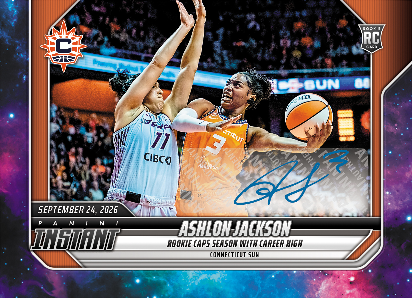 Detailed Image of Ashlon Jackson - 2026 Panini Instant WNBA #372 - Galaxy 1/1 Auto