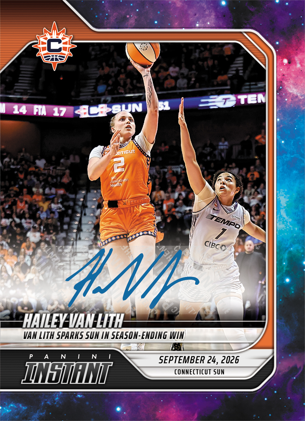 Detailed Image of Hailey Van Lith - 2026 Panini Instant WNBA #373 - Galaxy 1/1 Auto