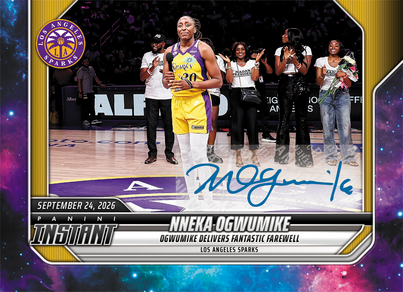 Detailed Image of Nneka Ogwumike - 2026 Panini Instant WNBA #377 - Galaxy 1/1 Auto