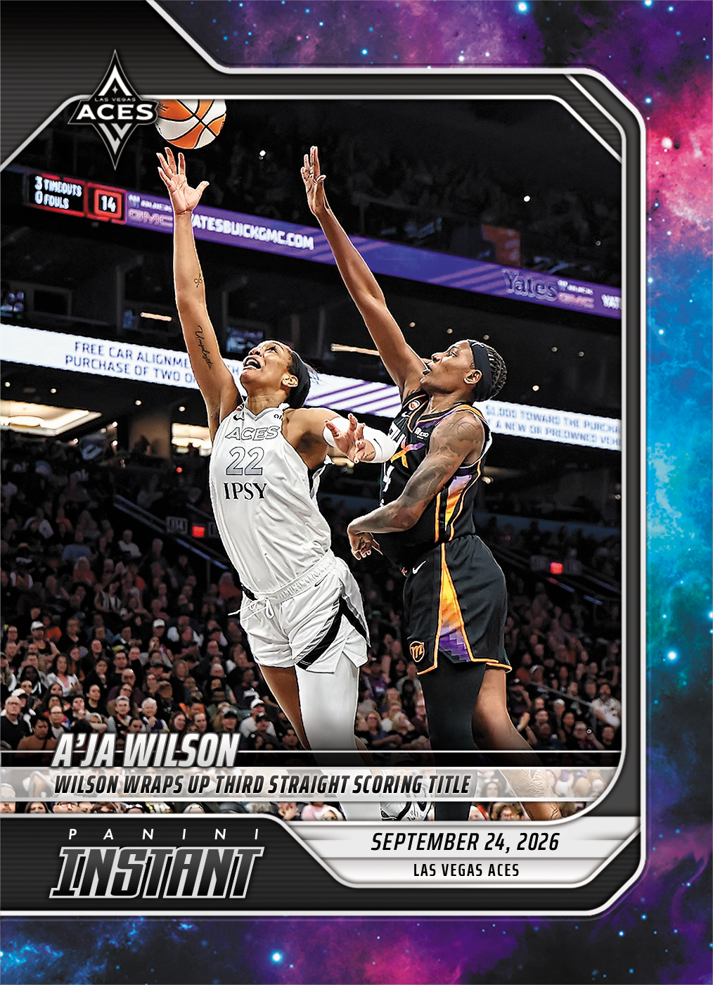 Detailed Image of A'ja Wilson - 2026 Panini Instant WNBA #378 - Galaxy 1/1