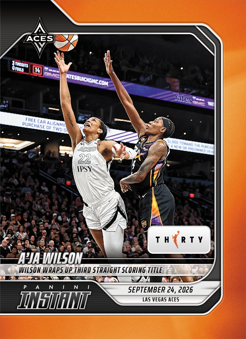 Detailed Image of A'ja Wilson - 2026 Panini Instant WNBA #378 - 30th Anniversary /30