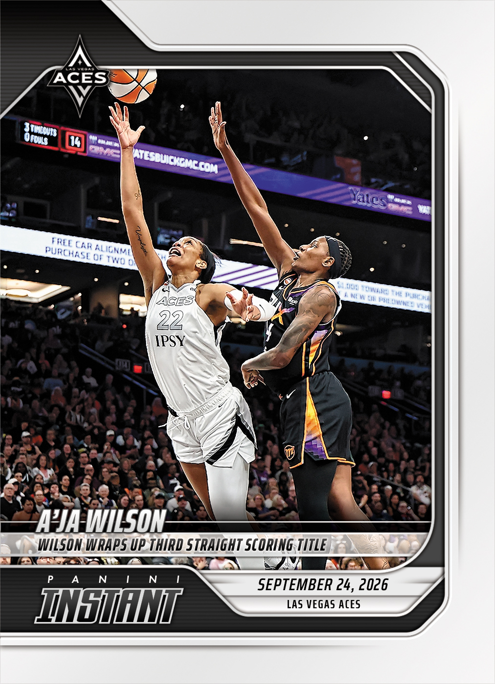 Detailed Image of A'ja Wilson - 2026 Panini Instant WNBA #378 - Base Card 25-pack