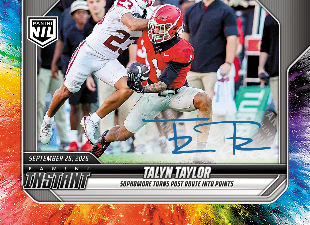 Detailed Image of Talyn Taylor - 2026 Panini Instant NIL College Football #4-TTA - Color Blast /10 Auto