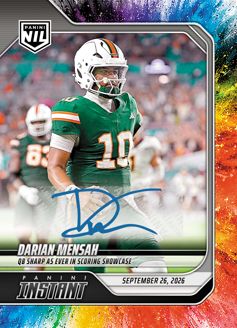 Detailed Image of Darian Mensah - 2026 Panini Instant NIL College Football #4-DME - Color Blast /10 Auto