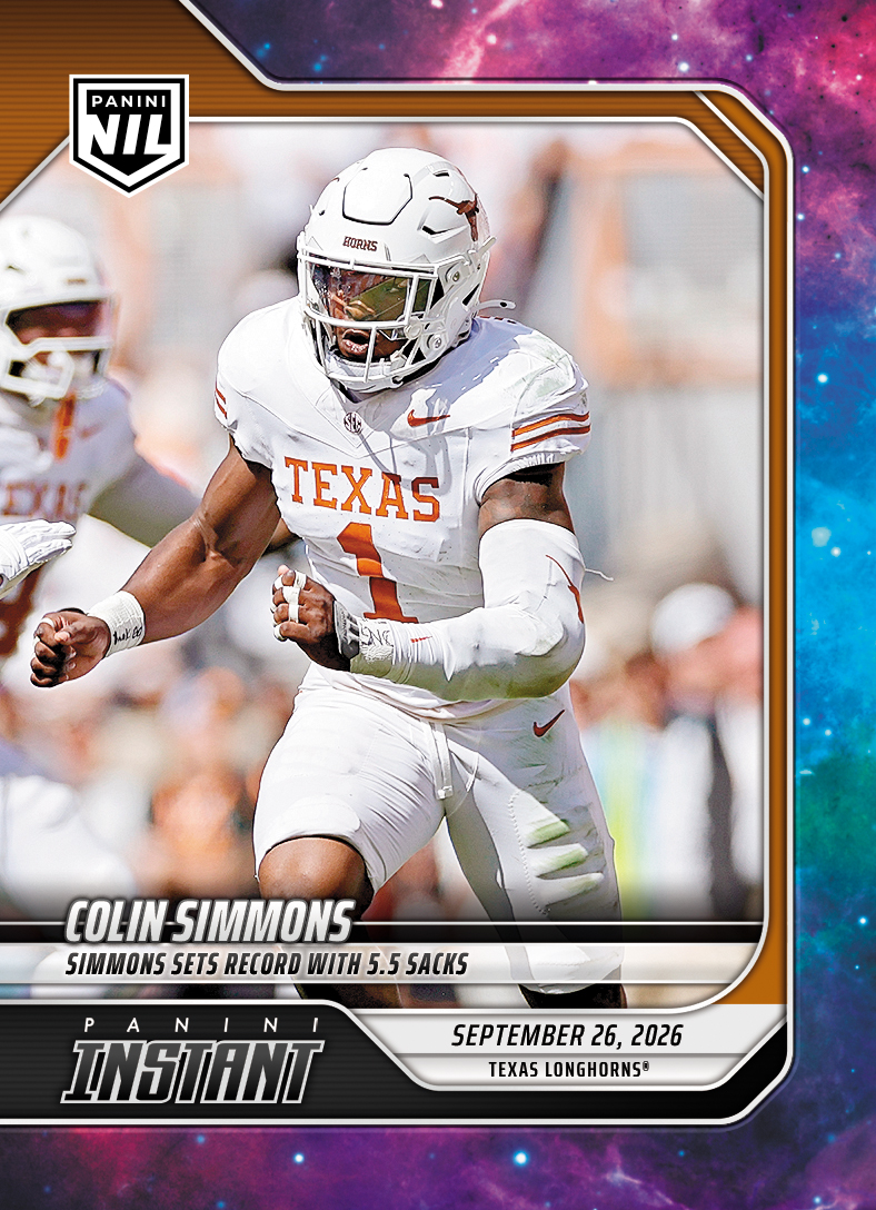 Detailed Image of Colin Simmons - 2026 Panini Instant NIL College Football #4-CSI - Galaxy 1/1