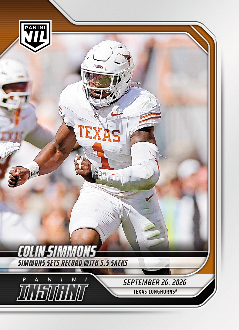 Detailed Image of Colin Simmons - 2026 Panini Instant NIL College Football #4-CSI - Base Card 10-pack
