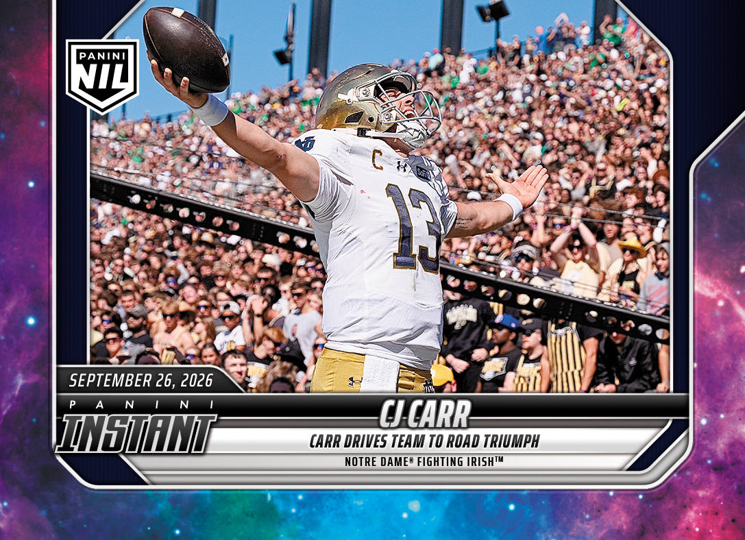 Detailed Image of CJ Carr - 2026 Panini Instant NIL College Football #4-CJC - Galaxy 1/1