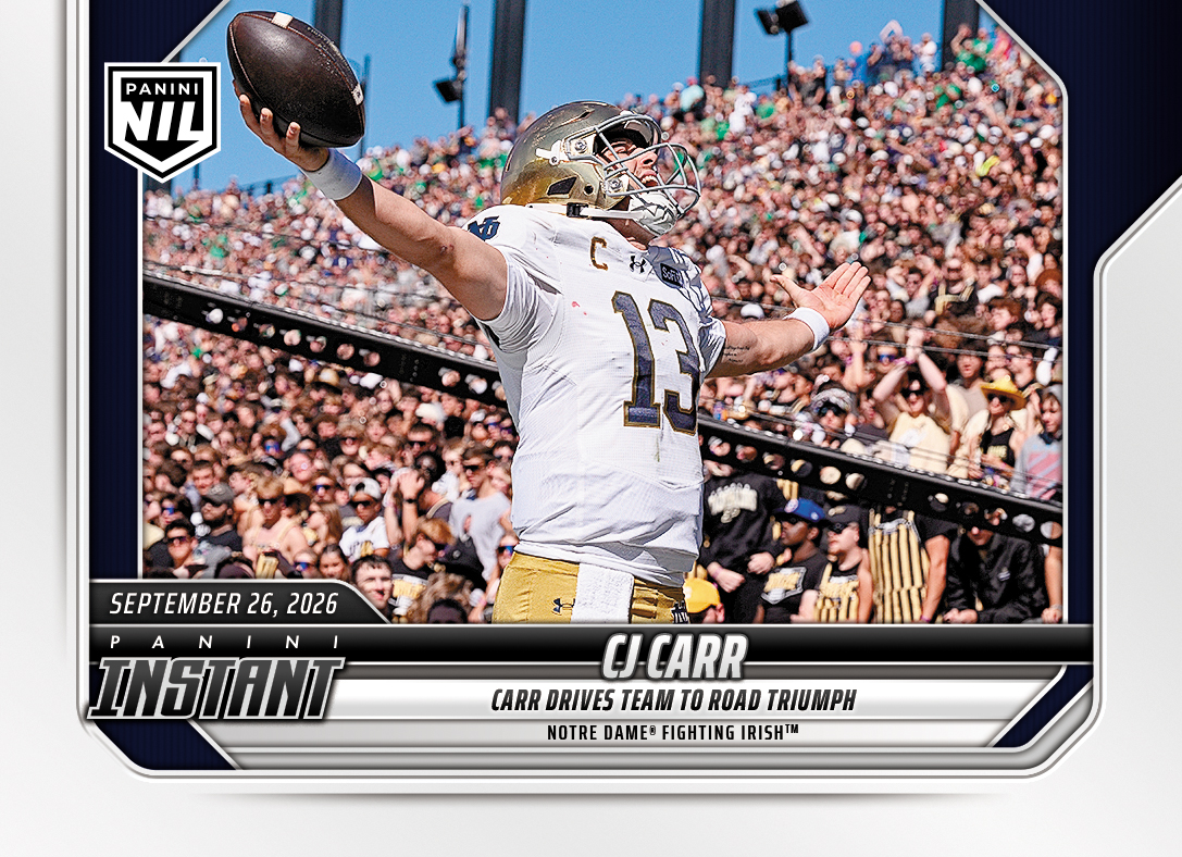Detailed Image of CJ Carr - 2026 Panini Instant NIL College Football #4-CJC - Base Card 25-pack