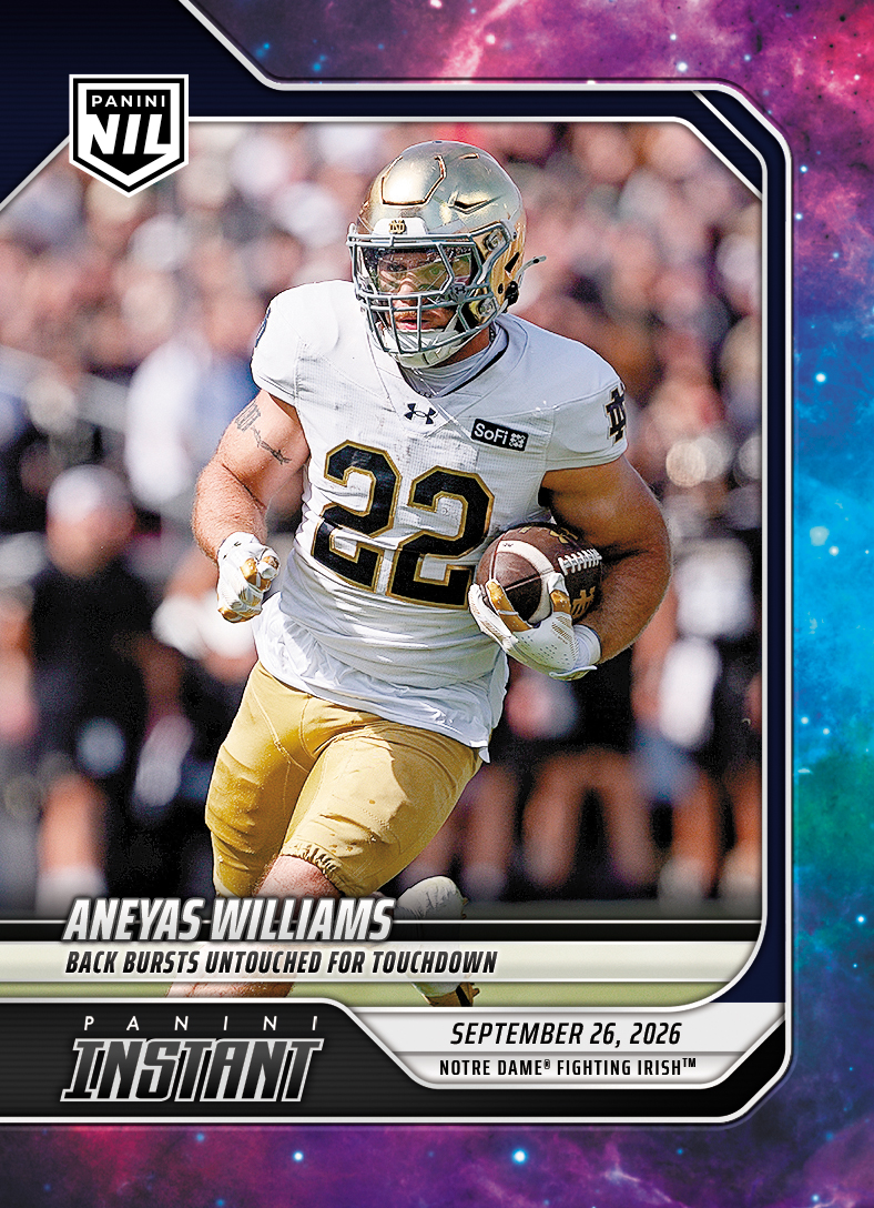 Detailed Image of Aneyas Williams - 2026 Panini Instant NIL College Football #4-AWI - Galaxy 1/1